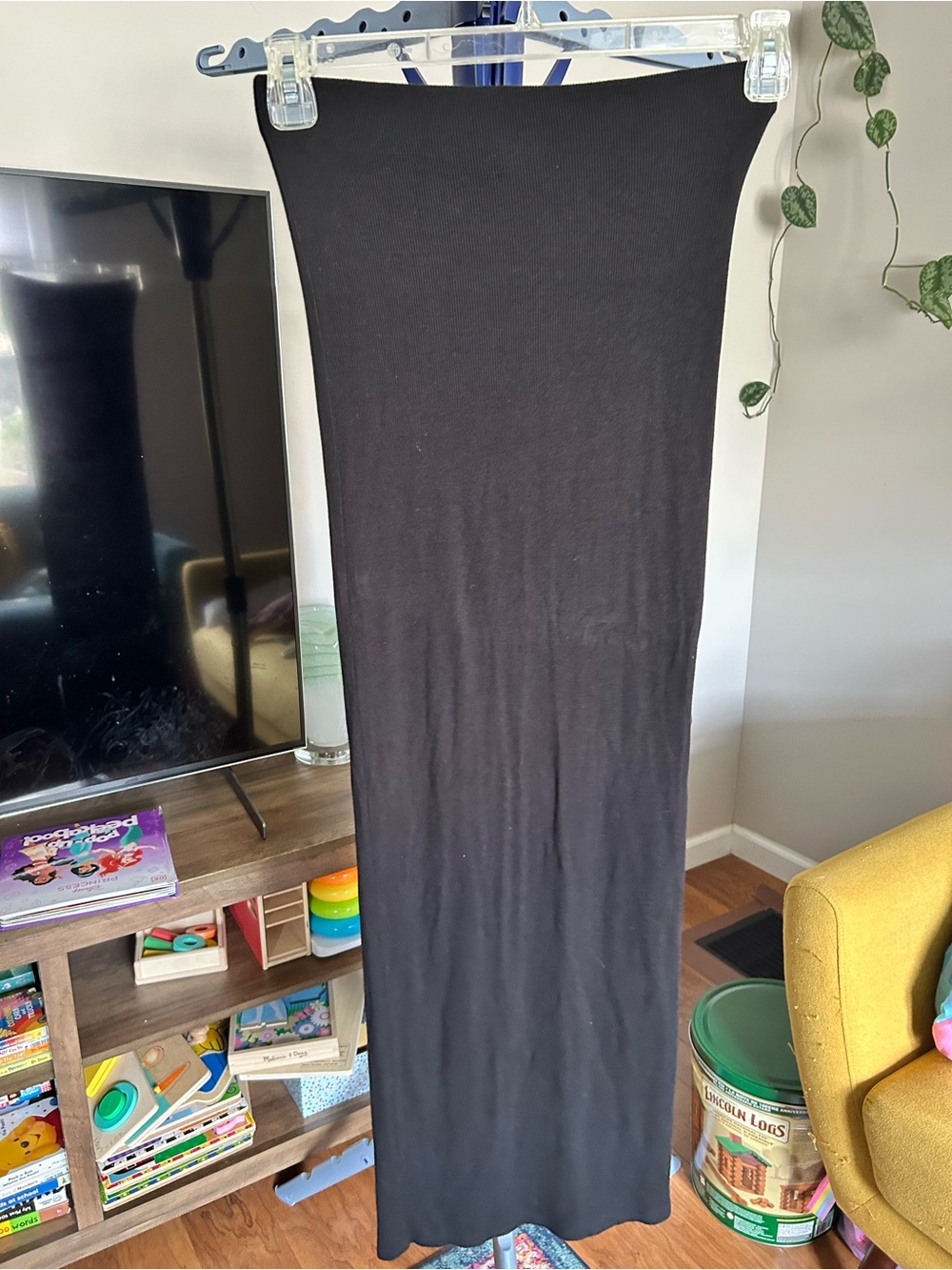 Forever 21 Black Ribbed Midi Skirt